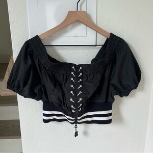 Adam Selman Sport Crop Top in Black and White